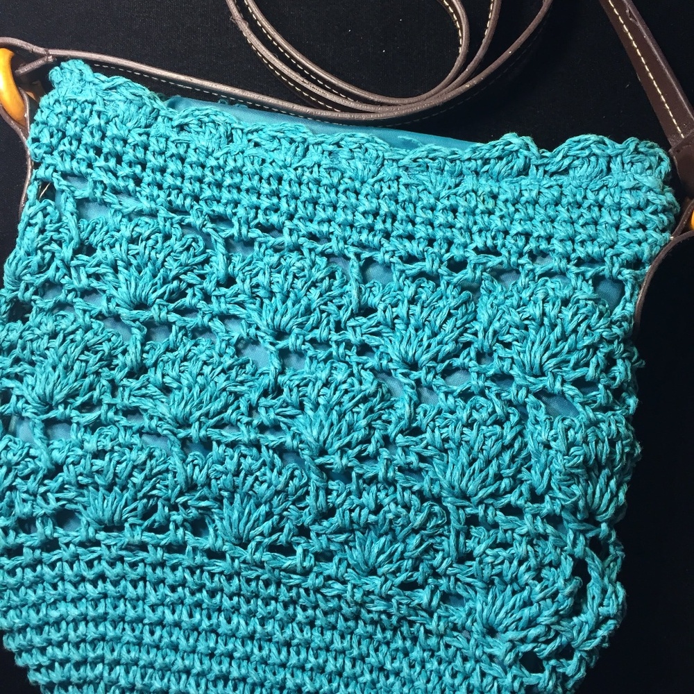 Cappelli StraWorld Turquoise Crochet Crossbody Bag